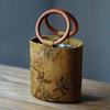 IELGY Fragrant Cloud Yarn Wooden Handle Ring Bucket Bag, Handbag, Literary and Retro National Style Bag, Medieval Handbag