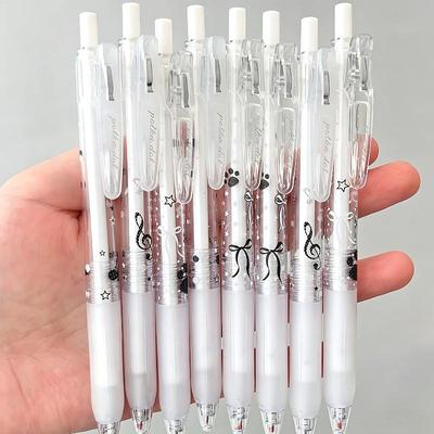 4Pcs Polka Dot Beat Press Neutral Pen Music Note Bow Box Brush Question Pen Student 0.5 Black Smooth Signature Pen Gel Pen Set
