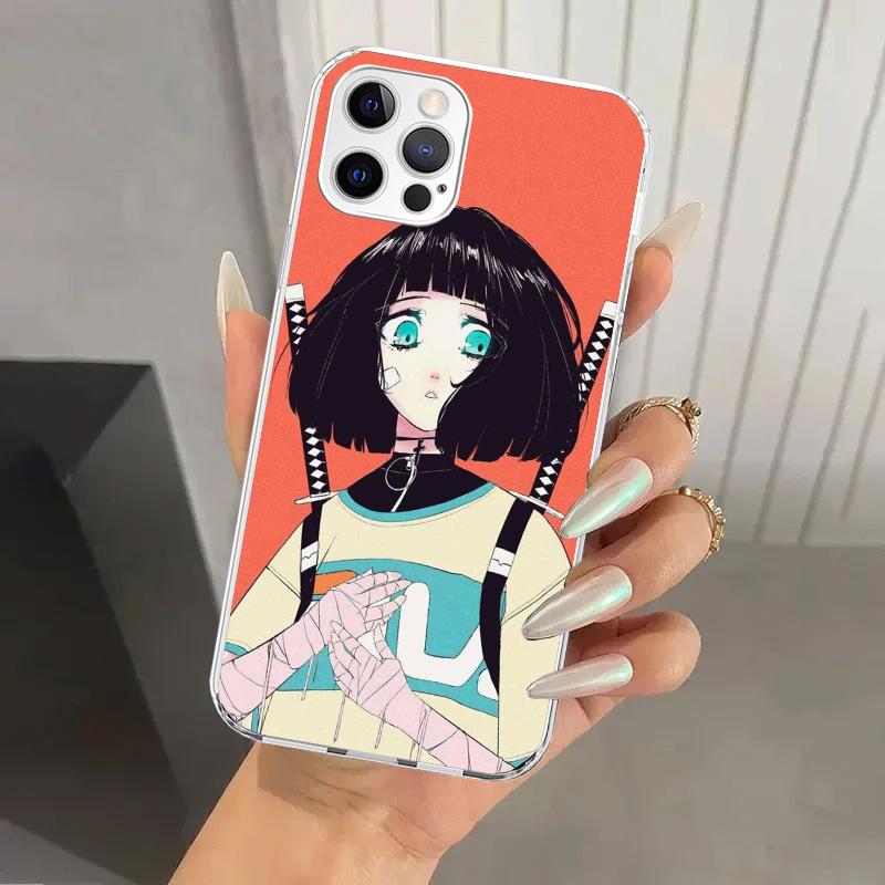 Japanese Style Anime Girl Phone Case for Iphone 17 Air 16 15 Plus 14 13 Mini 12 11 Pro Max 16E 7 8 SE 2020 Soft Funda Print Shel