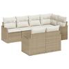 Ensemble de Canapé de Jardin 7 Pièces avec Coussins Beige Poly Rattan, Canapé de Jardin 2 Places avec Rangement &amp; Coussins 3354410