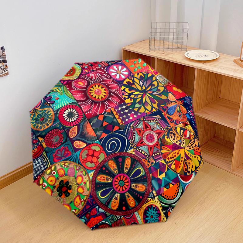 1 PC Automatic Folding Umbrella - Unique flowers Pattern, Portable & Foldable Design with 8 Ribs, Christmas Birthday Gifts