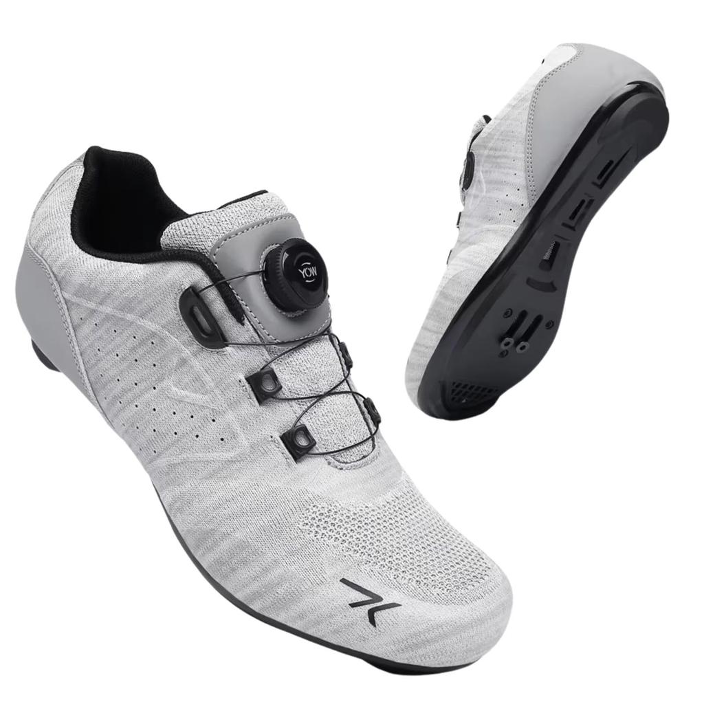 morytrade Road Shoes, Binding Cycle Shoes, Breathable, Bicycle Shoes (Light Gray, Size 27.0 cm)