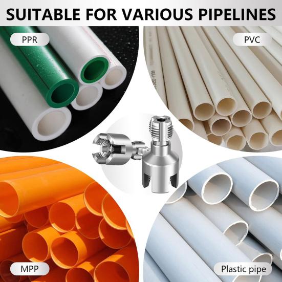 Utensile per Taglio Filettatura Tubi Metallici per Tubi in PVC con Design a Doppia Funzione e Testine Filettatrici