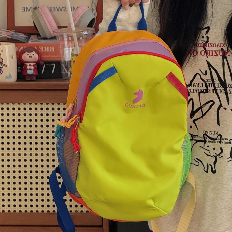 Schultasche Bergsteigertasche Dopamin Koreanische Version Rucksack mit Kontrastfarben Große Kapazität Spritzwassergeschützt Wandern Outdoor
