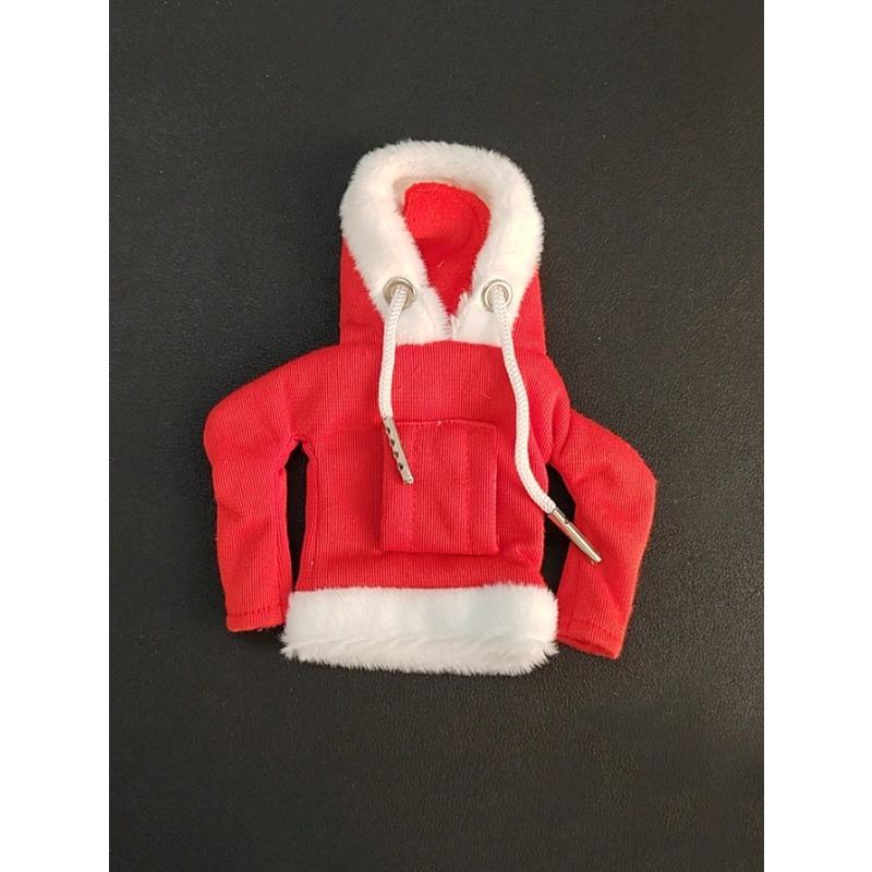 1pc Red Santa Claus Car Gear Shift Knob Cover, Fashion Mini Hoodie Sweatshirt Fit For Car Gear Shift Knob