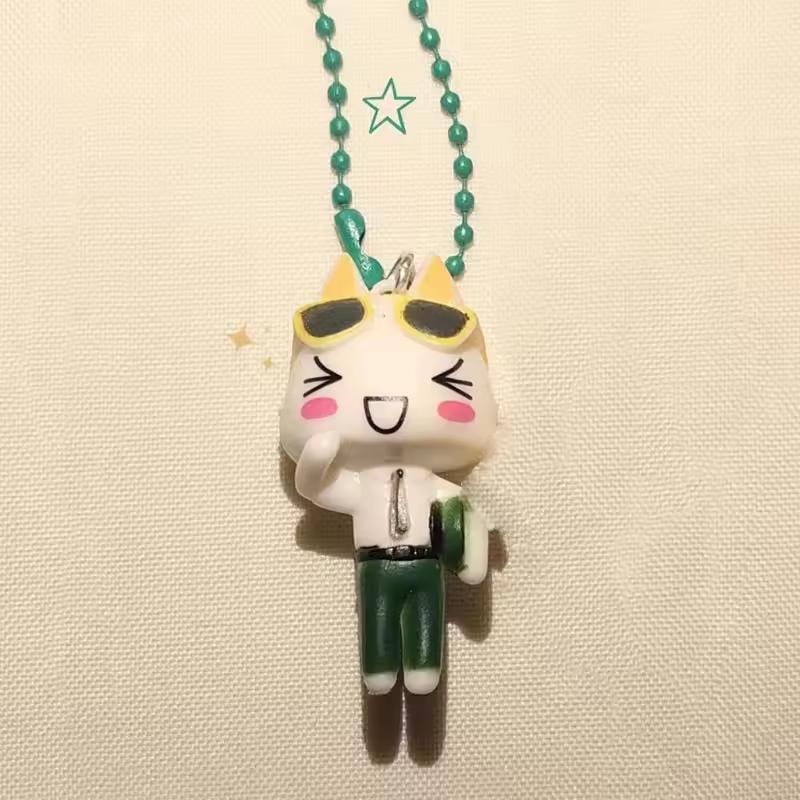 Toro Inoue Schlüsselanhänger süß, handgefertigt, Anime, süß, ästhetischer Schlüsselanhänger | | Perlenkette einfaches Design grün
