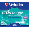 DVD-RW VERBATIM - Pack de 5 - 4x - 4,7 Go - Boîtier crystal