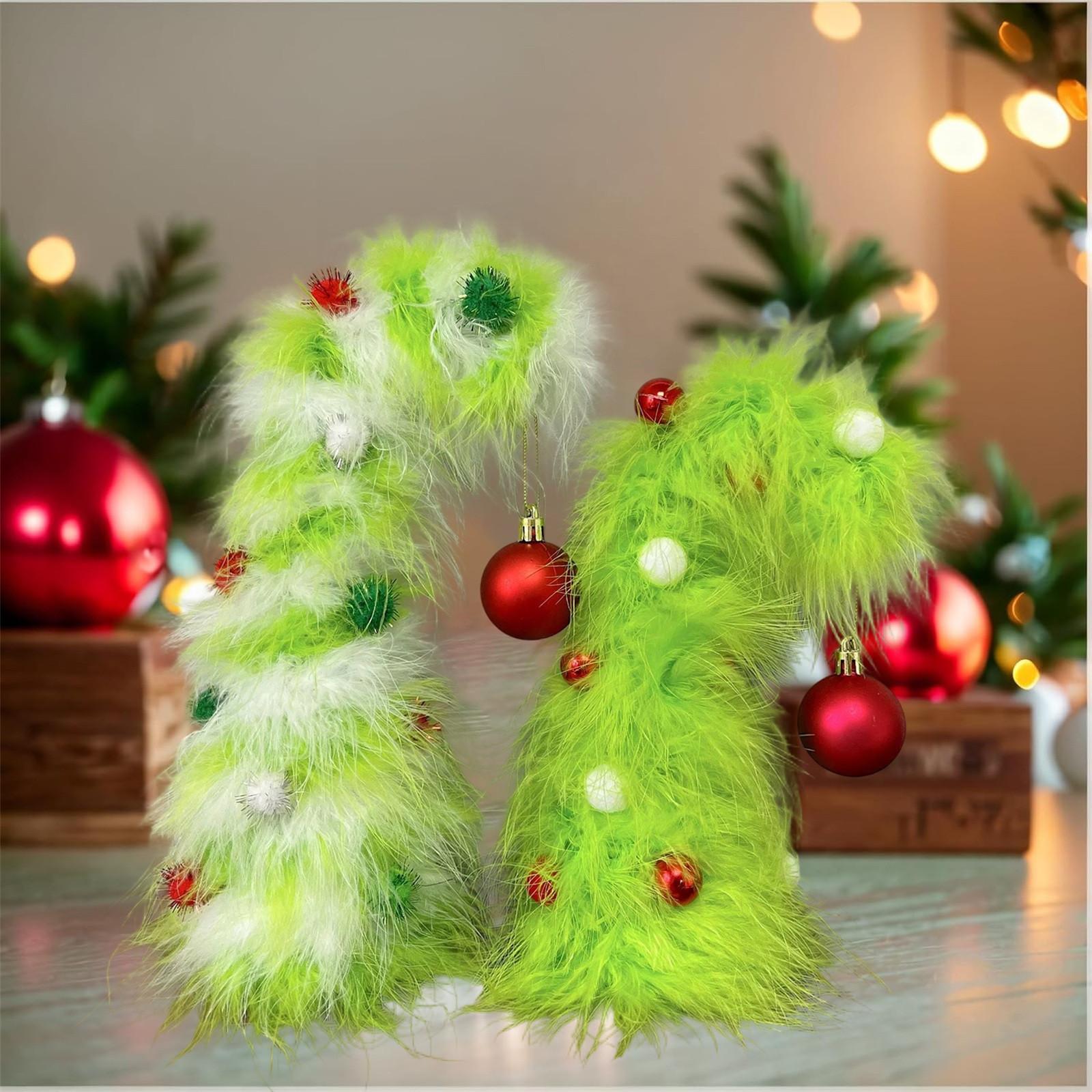 

Christmas Feather Christmas Tree Ornaments Table Fireplace Scene Layout Decoration One Size зелёный