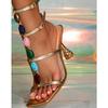 Fashion New Style Fashion Colour Gem Strap Designer Sandals Women Square Toe Gladiator High Heels Summer Party Dress Shoes Zapatos Mujer
