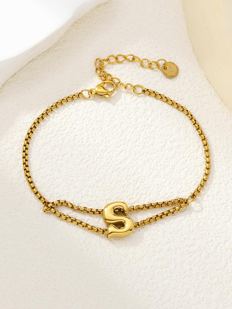 New stainless steel wholesale 26 English letters double-layer ring gold-plated bracelet