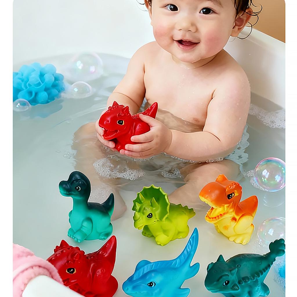 Baby And Children's Vinyl Toys For Stress Relief, Squeezing And Playing, Parent-child Interaction, Making Sounds, Dinosaur Bathing And Water Play Toys