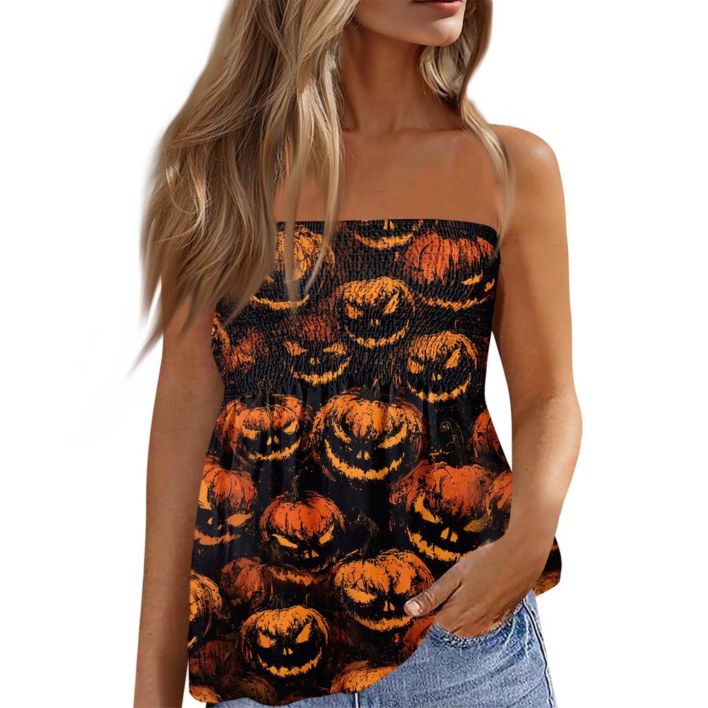 Sommer Schlauchtops für Damen, Niedliches Sexy Off-Shoulder Print Ärmelloses T-Shirt