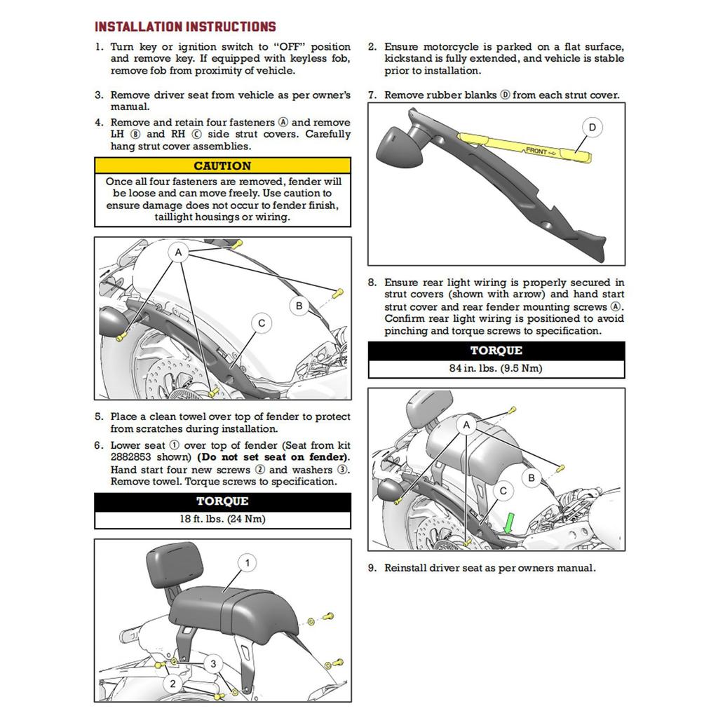 Rücksitz mit Rückenlehnen-Kit Ersatz für Indian Bobber 2018‑2023
