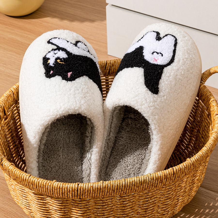 Women Winter Home Warm Slippers Indoor Cute Cartoon Cat Soft Sole Exquisite Bedroom Anti-slip Comfort Fashion Cotton Shoes