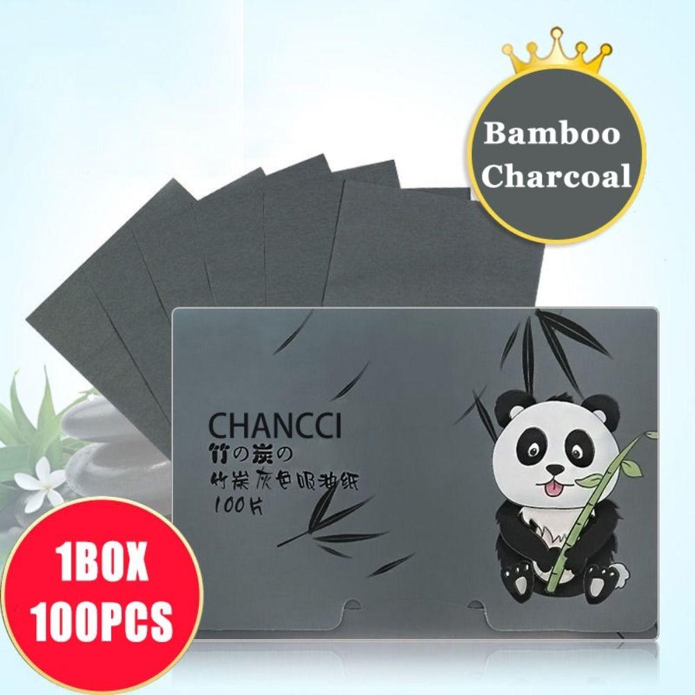 100PCS Fragrance Facial Oil Absorbing Paper Bamboo Charcoal Natural Green Tea Anti-Grease Paper Portable Oil Blotting Paper