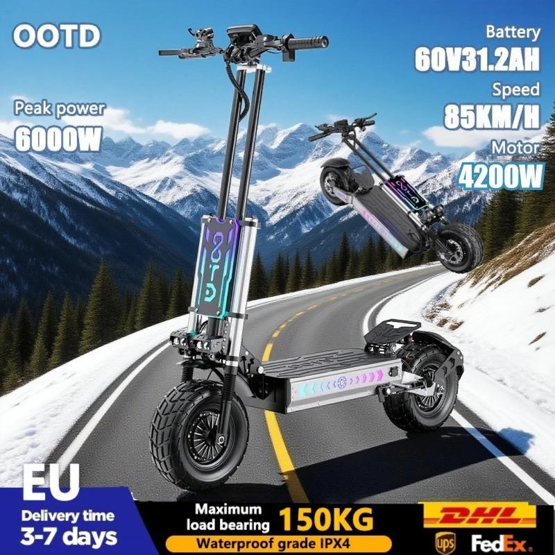 T90 E Scooters 4200W Motor 60 V31.2AH Battery Hydraulic Braking Shock Absorption Fold Electric Scooters 13-Inch Off-Road Tires