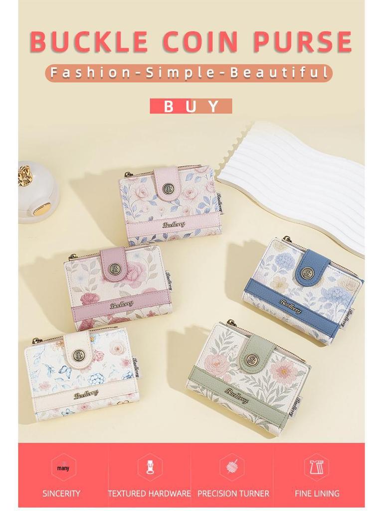 New Women's Korean Style Anime Short Wallet with Multi-Card Slots and Fashion Clasp