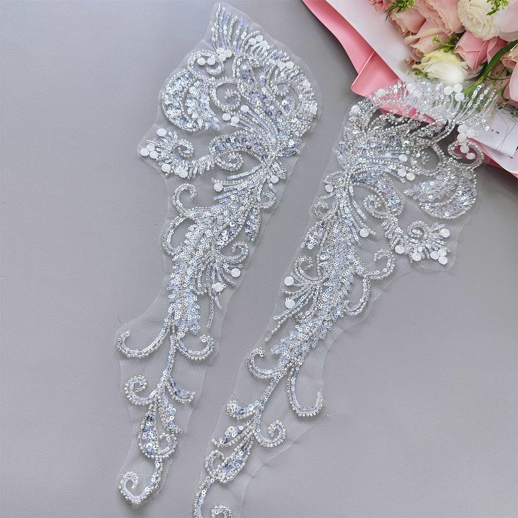 2pack Durability Sequins Embroidery Patches Creative Pattern Stylish Appliques for Customizing Dresses and Tops