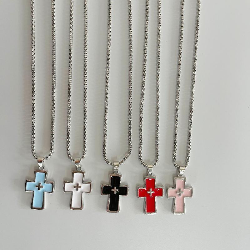 Cool Dopamine Religion Cross Pendant Necklace Niche Design All-Match Baptism Clavicle Necklace