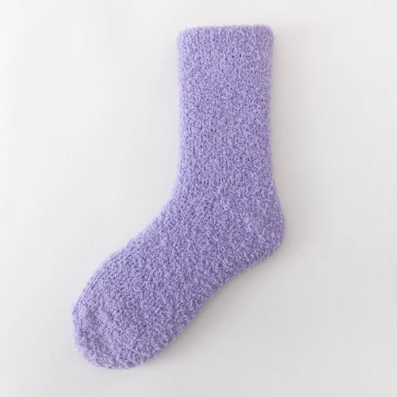 E-commerce autumn and winter plus women's socks coral fleece socks do not shed hair solid color home warm sleep socks