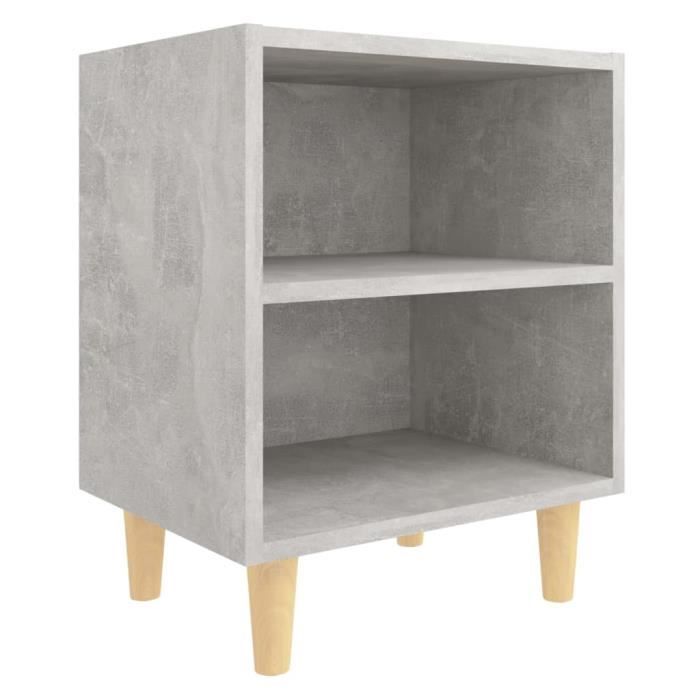 VidaXL Table de chevet avec pieds en bois Gris béton 40x30x50 cm