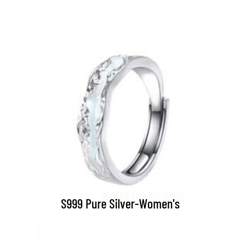 Sterling Silver Aurora Luminous Couple Rings for Men and Women Pair Enamel