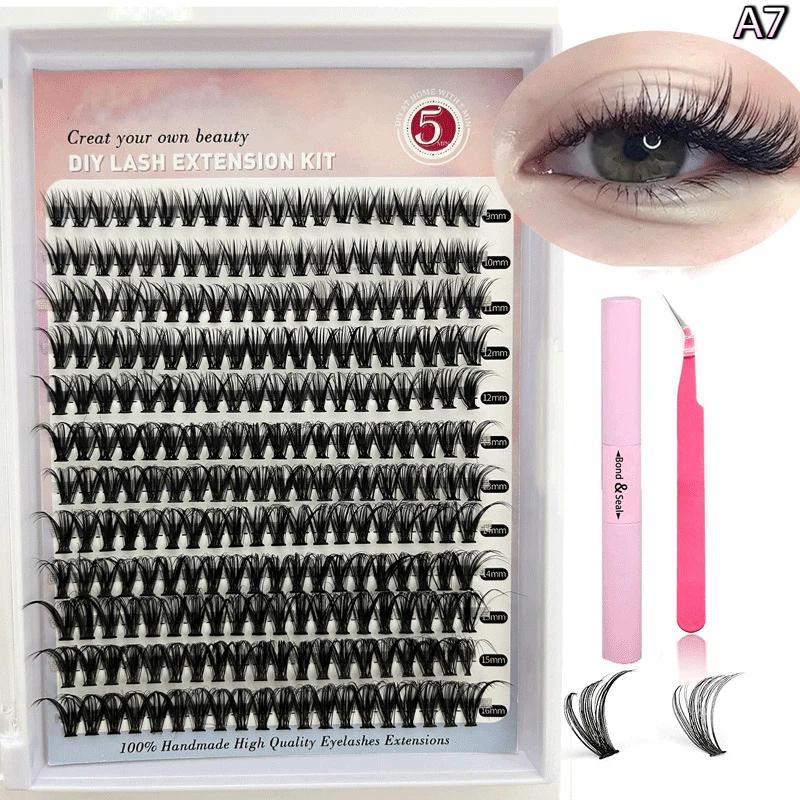 Natural Cluster Feather Lash Kit Segmented Eyelash Lash Glue Eyelash Grafting Kit Lash Extension Essential With Mix Effortless