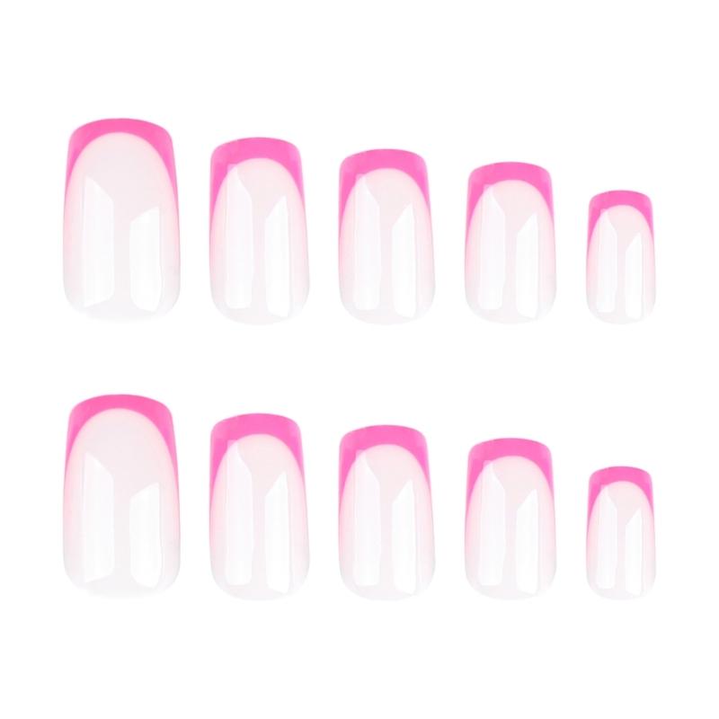 24Pz Unghie Finte Press-on Quadrate Unghie Finte Adesive Design Francesi Unghie Finte Unghie Artificiali Regali per Donne e Ragazze