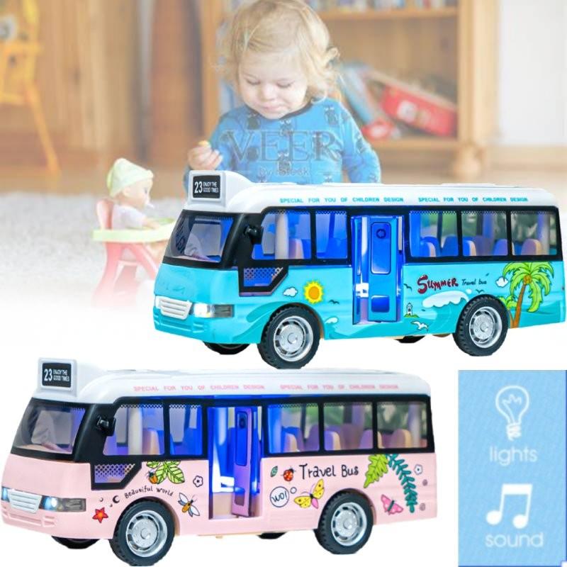 Vibrant Plastic Inertia Bus Toy With Flashing Lights And Music For Boys And Girls