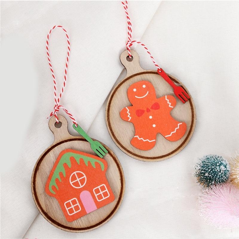 Handcrafted Wooden Holiday Cookie Decorations Safe For Kids Pet Nontoxic Paint Efficient Christmas Ornament