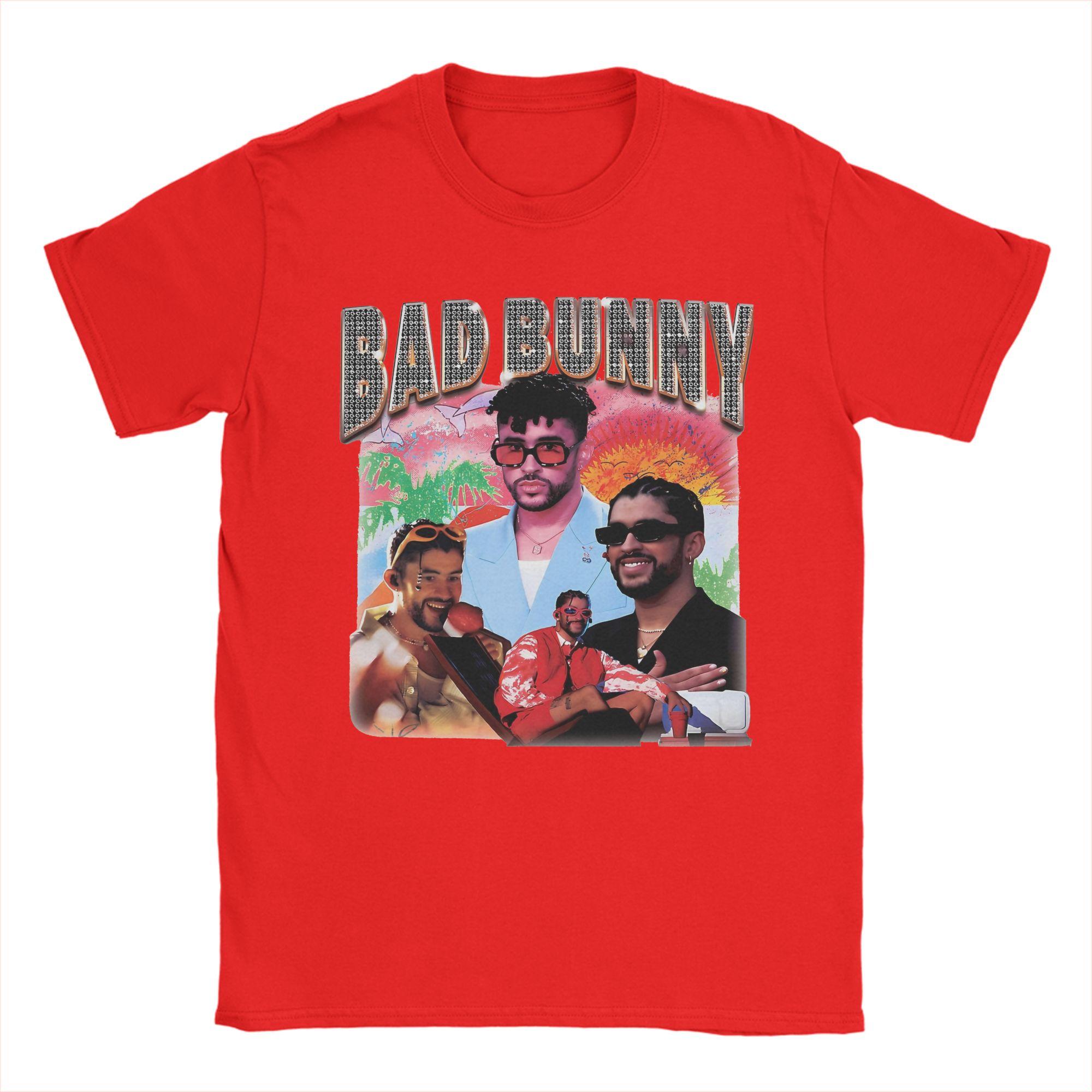 

Bad Bunny T Shirts for Unisex Cotton Vintage TShirt Crew Neck Tees Short Sleeve Clothes Original S