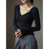 Minimalist Modale V Neck T Shirt For Women With Snake Bone Pattern For Autumn Winter Casual Wear