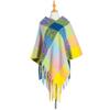 Winter Ladies Circle Yarn Thick Tassels Cape Thick Color Plaid Shawl Scarf