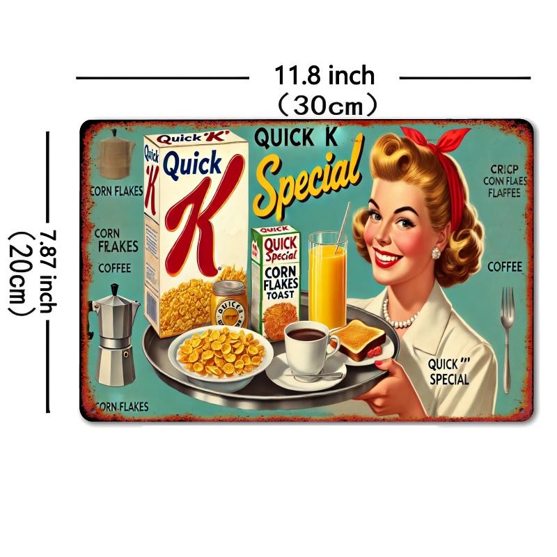 

Vintage Retro Fast Food K Breakfast Sign x Inch Tinplate Sign Art Deco Style FoodThemed Home and Restaurant Decor 20x30cm（7.8x11.8inch）