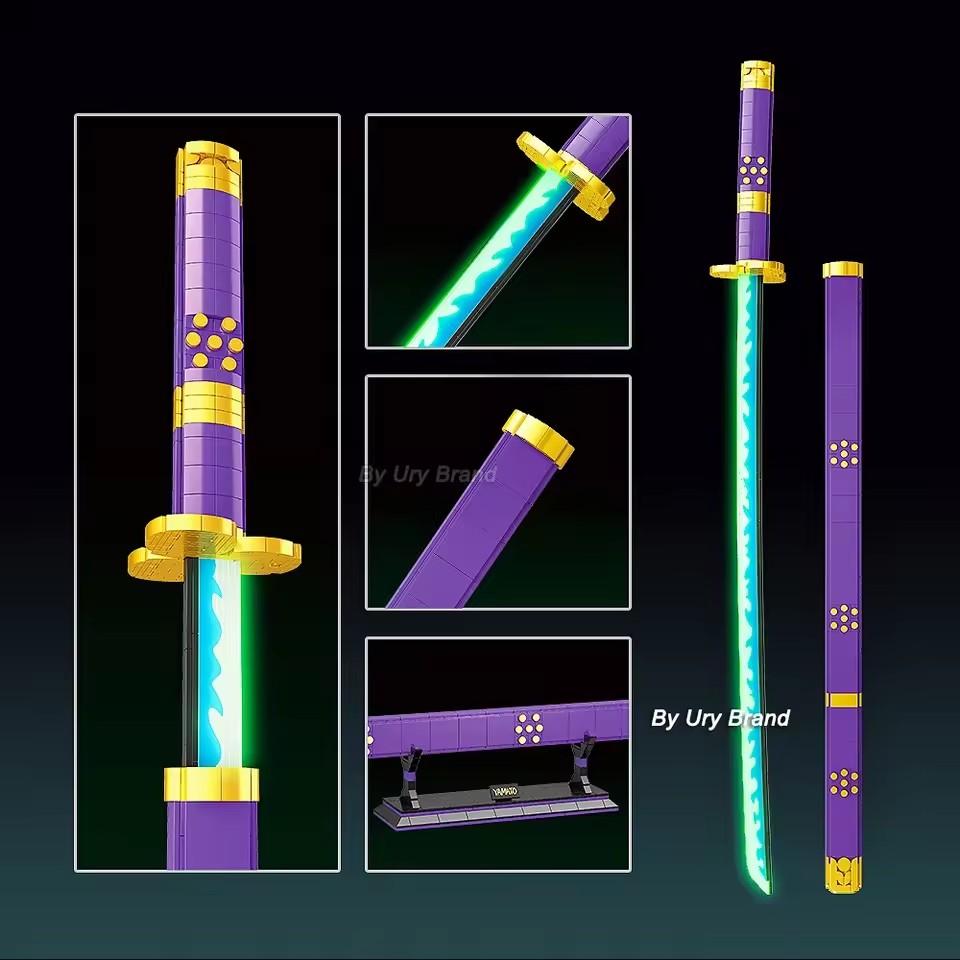 

2022 New 1016Pcs Anime One Piece Roronoa Zoro Yamato Model Building Blocks Bricks Kit 98CM Katana Knife Figure Set Kid Toys Gift