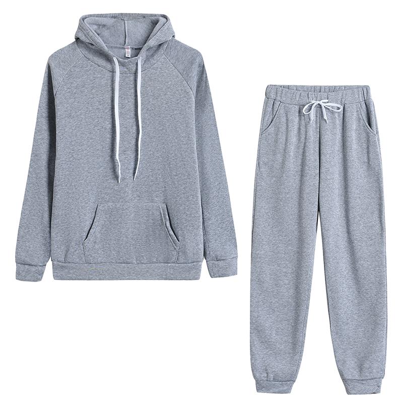 Damträningsdräkt Höst Vinter Huvtröja Kostym Hög Kvalitet Vardaglig Joggingoutfit Kläder Pullover Fleece Byxset