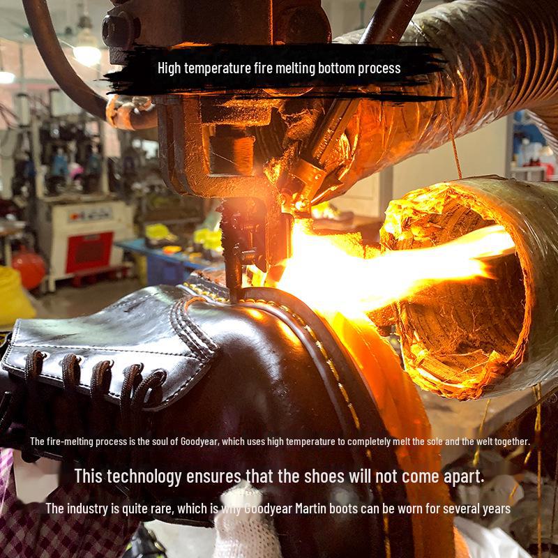 Unisex Retro Black Lace-Up Leather Boots – Low Heel, Slim Fit, 5-Hole Design