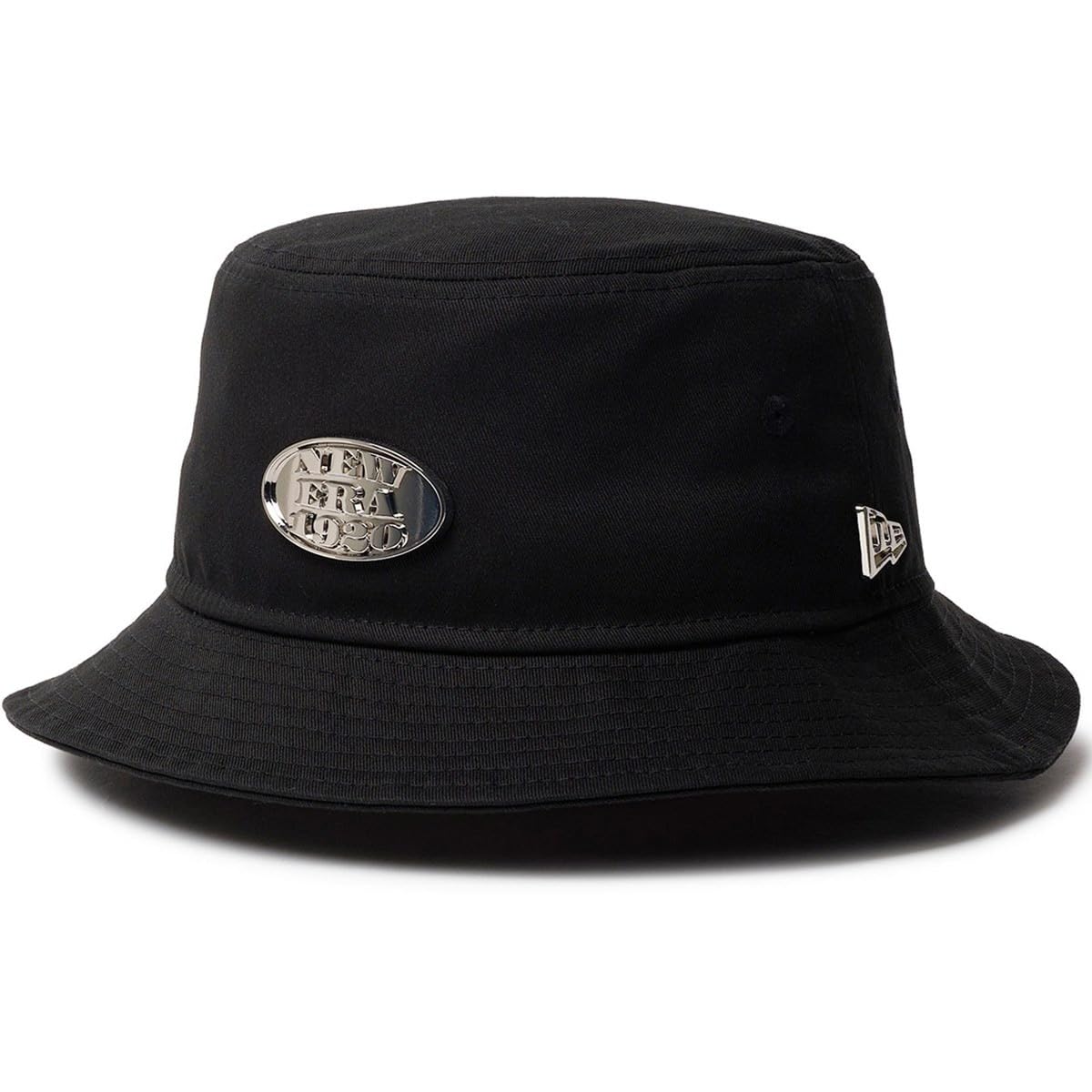

New Era Bucket Metal Sizes BUCKET01 METAL PLATE BLK 251 NER36C5132 Hat, Cotton, Plate, Black/Metal Silver, S/M, SIL, (14388515),