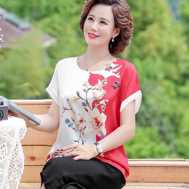 

Женская футболка с короткими рукавами и крупным принтом, свободные дышащие топы, повседневные удобные удобные футболки с короткими рукавами 5XL красный