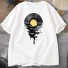 Schallplatten T-Shirt Vinyl Cool Sonnenuntergang Vintage Musikliebhaber T-Shirt DJ Musiklehrer T-Shirt Sommer Lässig Grafik T-Shirts Y2K