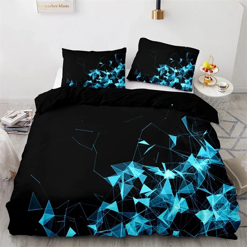 Red Glowing Polygonal Grid Pattern Bedding Collections Exquisite Bed Supplies Set Duvet Cover Bed Comforter Set Luxury Birthday Gift