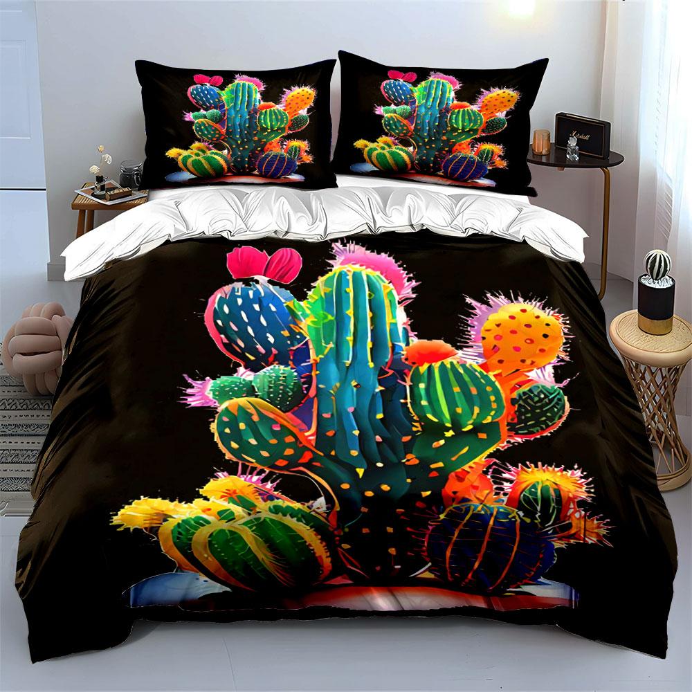 Colorful cactus plant pattern. Bedding sets Duvet cover sets Duvet covers Pillowcases(1* Duvet Cover 2* Pillowcases without duvet insert)