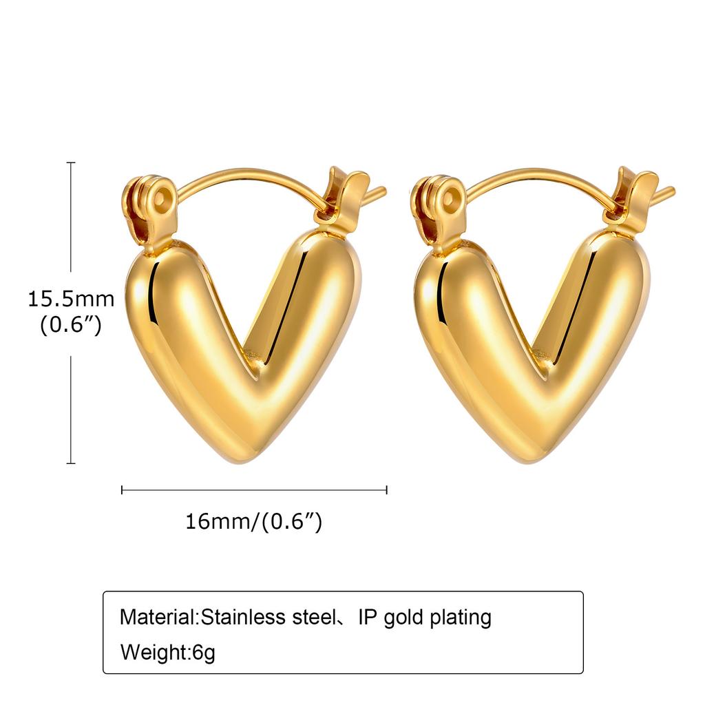 Chic Heart Earring, Stainless Steel Hoop Earring for Women Girls Hypoallergenic Jewelry