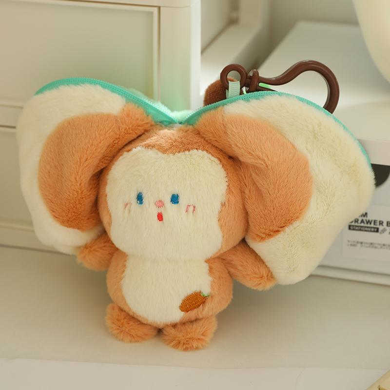 15cm Cute Transforming Fruit Rabbit Plush Doll Bag Keychain Soft Stuffed Animals Pig Monkey Donkey Duck Doll Kid Birthday Gifts