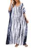 Kvinner Oversized Maxi Dress Tie Die trykt V-hals Beach Robe Cover Ups