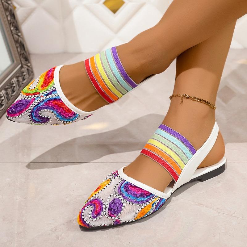 Large Size Sandals Women's 2025 Summer New Mesh Casual and Versatile Color Flat Sandals