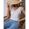 Summer New Lace Splicing, Women's Fashion Thin Section V-neck Pullover Shirt Tops Outside