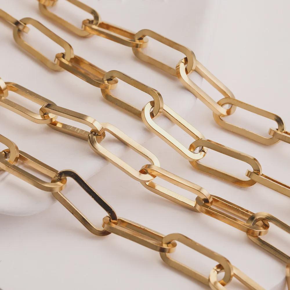 7mm Wide Stainless Steel Flat Chain for DIY Necklace/Bracelet Jewelry