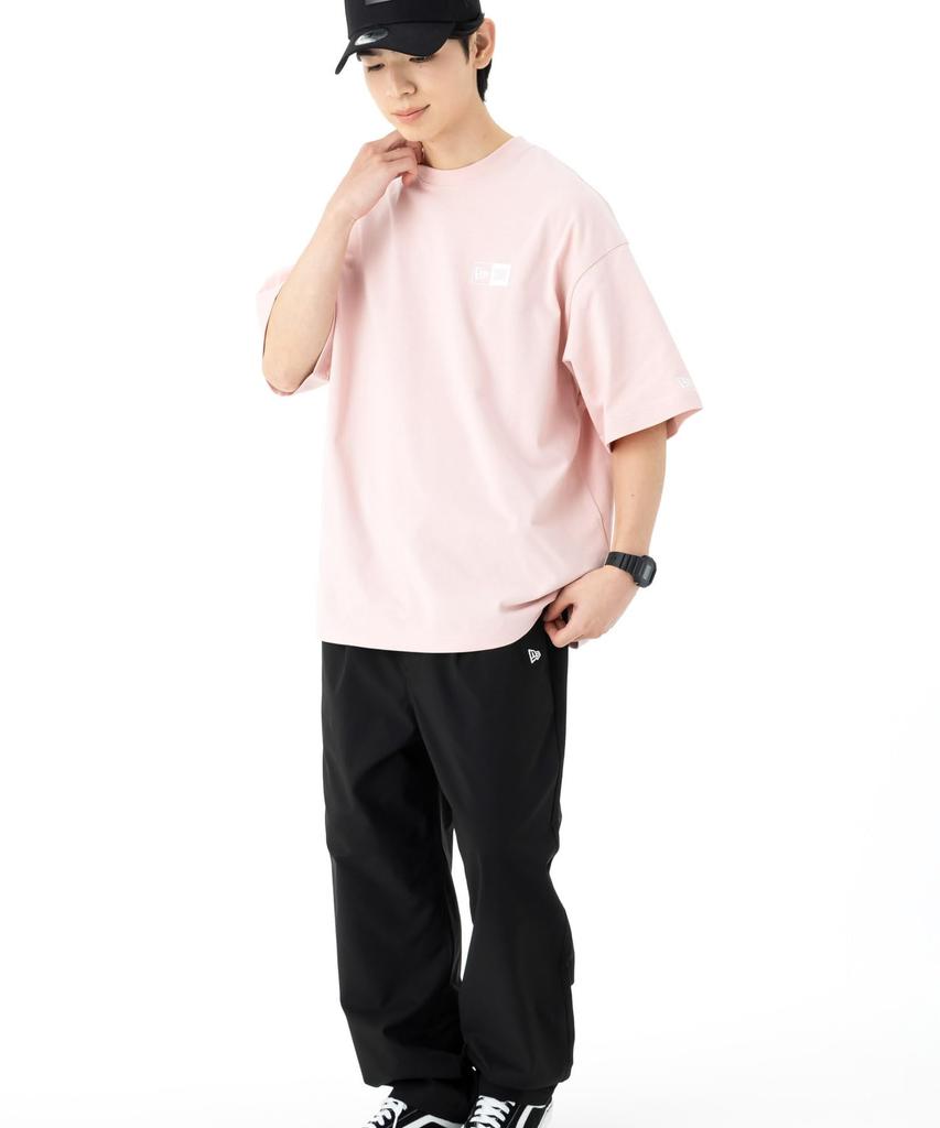 NEW ERA Short Sleeve Oversized Pink Rouge White M Cotton Tee Box Logo T-Shirt S/S