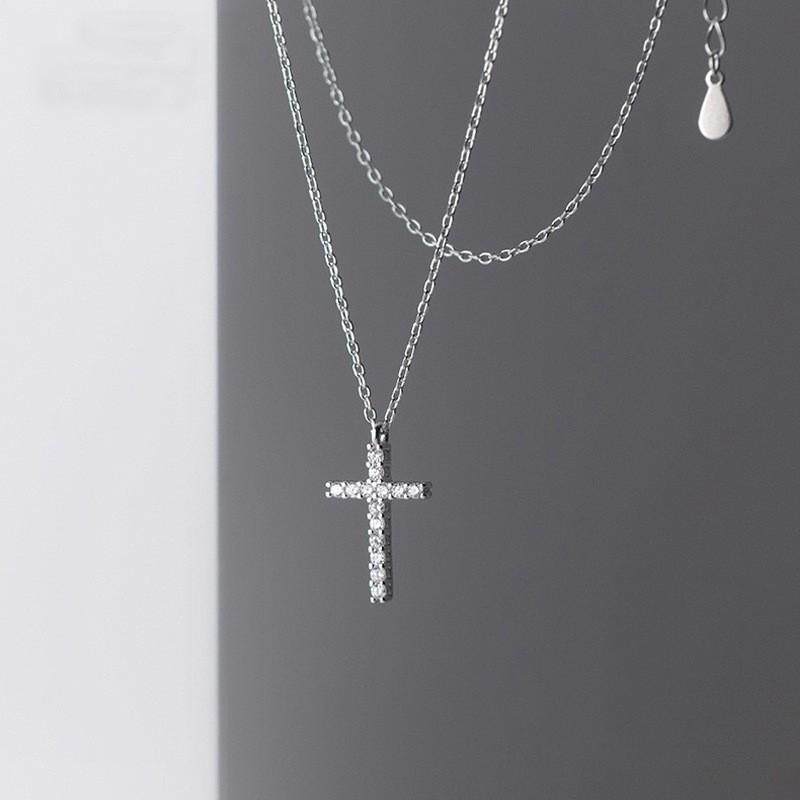 Sterling Cross Pendant Necklace Women Minimalist Elegant Locket Chain Adjustable Length Daily Wear